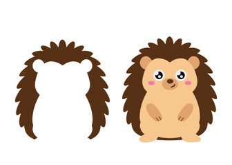Cute hedgehog character with spines in flat cartoon style. Perfect for kids projects, education materials, animal design, stickers, nursery prints, forest theme, and children’s illustration.