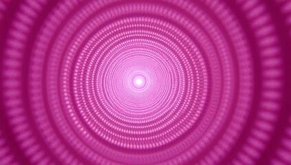 Abstract glowing pink tunnel with concentric circles and light at the end