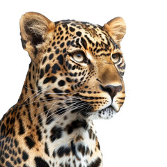 Obraz premium Striking close-up of a leopard showcasing its distinctive coat and fierce expression