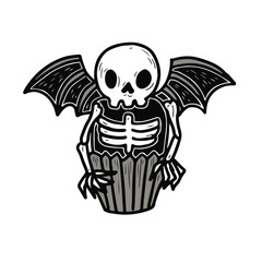 Halloween Cupcake with Skeleton 