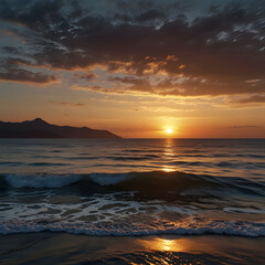Obraz premium Sunset or sunrise in ocean nature landscape