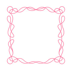 Pink ornate decorative frame on transparent background.
