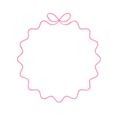 Pink decorative frame with bow on transparent background.