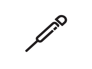 Elegant surgical suture needle in clean line drawing