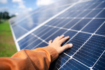 High-efficiency solar panel surface with durable glass layer ensures reliable outdoor photovoltaic...