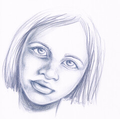 Charcoal woman portrait, hand drawn beauty and fashion illustration	
