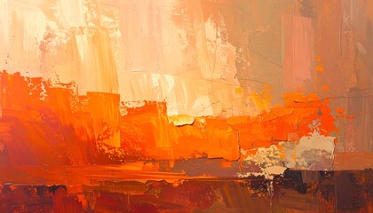 Abstract painting with orange and peach tones