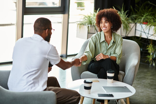 Engaging job interview between young professionals in a modern office environment
