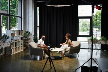 Young professionals engage in dynamic job interview process in modern office setting