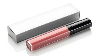 Glossy Lip Gloss Box Mockup – Closed Blank Packaging Template on White Background, Sleek Cosmetic Branding Design for Makeup Products, Retail Display, and Professional Presentation