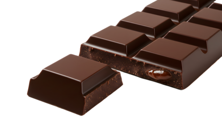Dark Chocolate Bar with Bite Mark Isolated