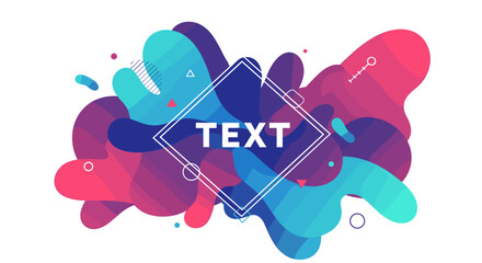 Abstract fluid blob shapes and geometric design elements in vibrant gradient colors with text placeholder for creative projects