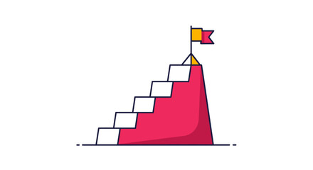 Visualizing the journey to success and achieving goals with steps ascending a mountain peak