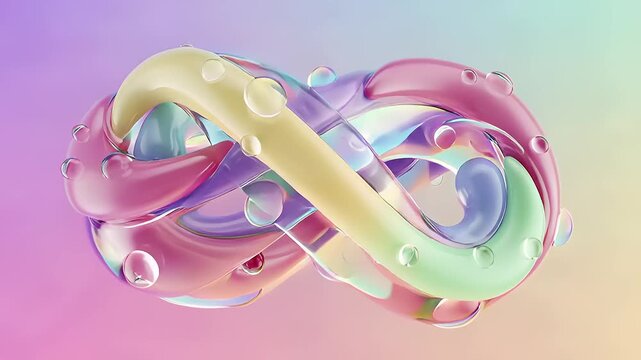 Colorful abstract infinity symbol with bubbles on a soft gradient background, representing continuity