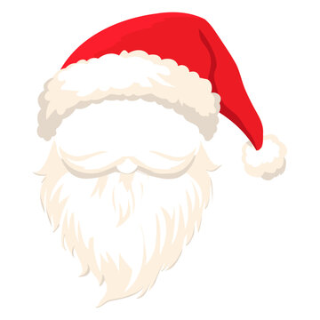 Santa Claus hat and beard vector illustration