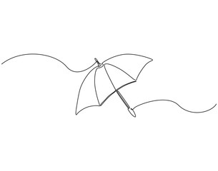 Umbrella continuous line art. Umbrella for sun or rain protection one line drawing. Protection, travel concept vector illustration © TyLa_art