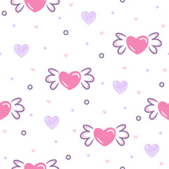 Love with wings seamless vector for print on textile, wrapping, backdrop and other uses.