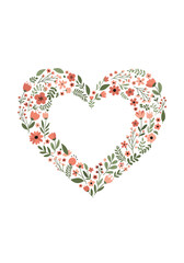 Beautiful floral heart illustration delicate botanical design