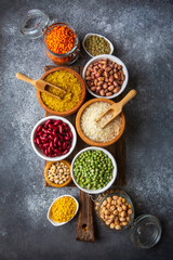 Different types of legumes and cereals