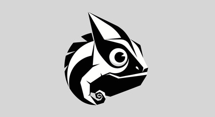 Stylish Chameleon Head Profile Design.