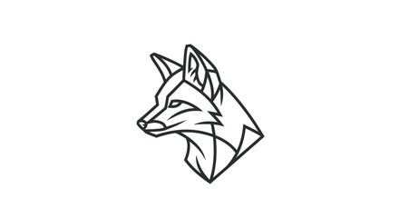 Geometric Fox Head Line Art Illustration.