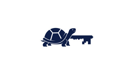 Turtle Carrying a Key: Symbol of Slow and Secure Solutions.