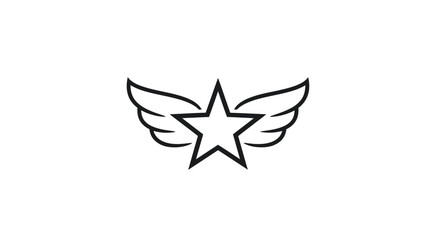 Minimalist winged star logo design vector illustration.