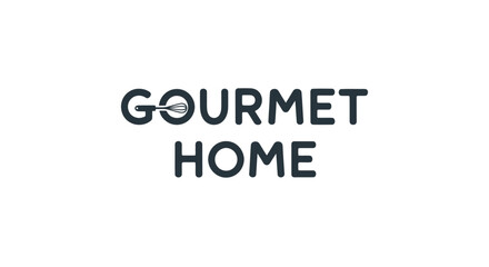 Gourmet Home text logo with integrated fork symbol for culinary branding.