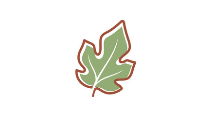 Artistic stylized green leaf illustration with organic shape and outline.