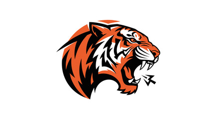 Fierce Tiger Head Illustration Aggressive Wild Animal Mascot.