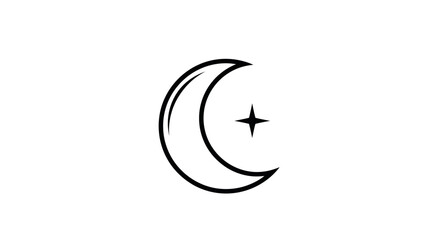 Fototapeta premium Crescent Moon and Star Symbol: Celestial Icon in Minimalist Design.