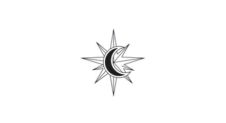 Celestial Symbolism Moon and Star Design Symbolic Image Astrological Motif Mystical Design Spiritual Iconography.