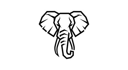 Stylized geometric elephant head line art logo design.