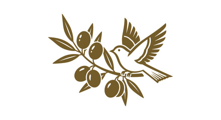 Dove and Olive Branch Symbol of Peace and Nature.