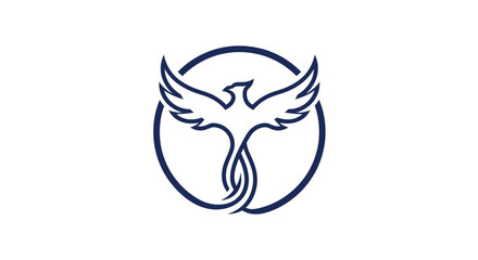 Phoenix bird logo design in a circular frame.