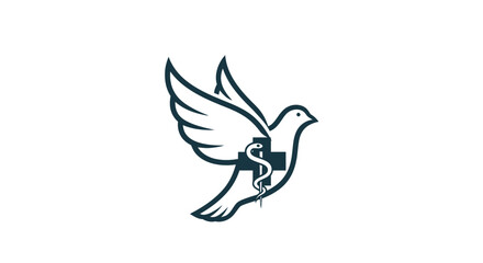 Dove with Medical Symbol Logo Design.