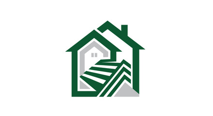 Modern House Logo with Stairs.