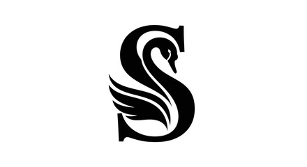 Elegant black swan forming the letter S a sophisticated logo design.