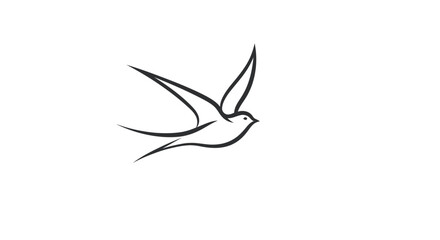 Minimalist Line Art Drawing of a Flying Bird.