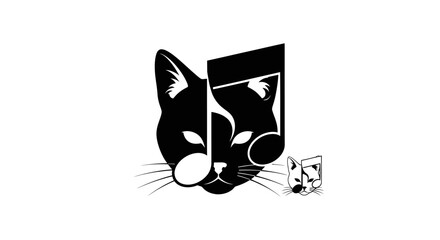Musical Cat Silhouette: Note and Feline Fusion.