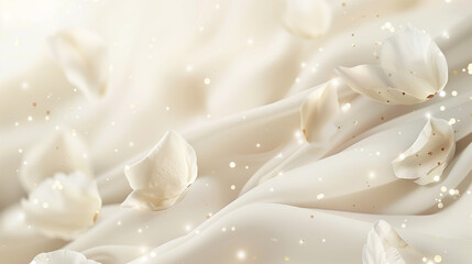 Obraz premium Floating Petals on Ivory Fabric