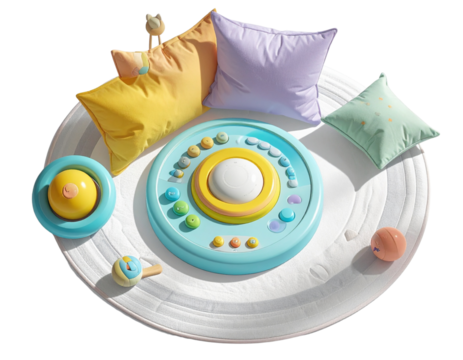 Hyper-realistic PNG of a colorful interactive baby toy with built-in lights and sound 265626 - Powered by Adobe