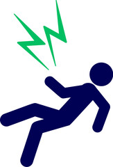 Vector of electric shock. Icon of electrocution. Electric shock vector icon. Electrified Silhouette vector. 