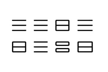 Minimalist line icons: menu and layout options for modern interfaces