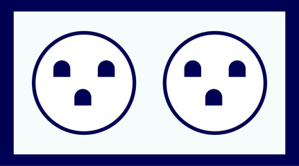 Two point Electric Wall plug vector illustration. Two prong electrical outlet. Two Wall socket outline. Power outlet icon. Electricity connection point.