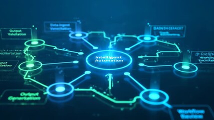 Intelligent automation digital process map and workflow optimization for business efficiency, data integration, seamless network connection, artificial intelligence, and innovative management system - Powered by Adobe