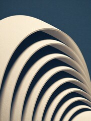 Fototapeta premium Curved Paper Layers Create a Rhythmic Pattern Against a Dark Blue Background Emphasizing Texture and Form in an Abstract Design