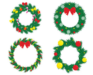 christmas wreath set isolated on white