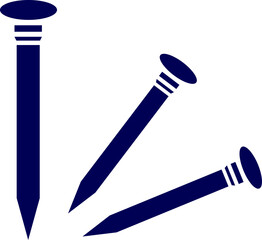 Nails silhouette vector. Multiple metal wire nail / nails or fasteners flat vector icon for apps and websites. Steel nails silhouette. Three nail solid icon.