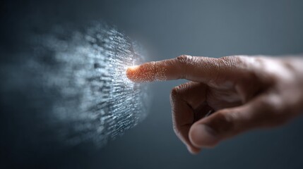 Tech professional manipulating holographic code through augmented reality headset, transforming digital workspace with advanced programming visualization